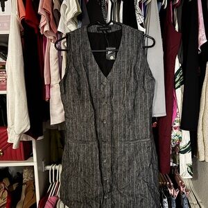 Gray Pinstripe Sleeveless Dress